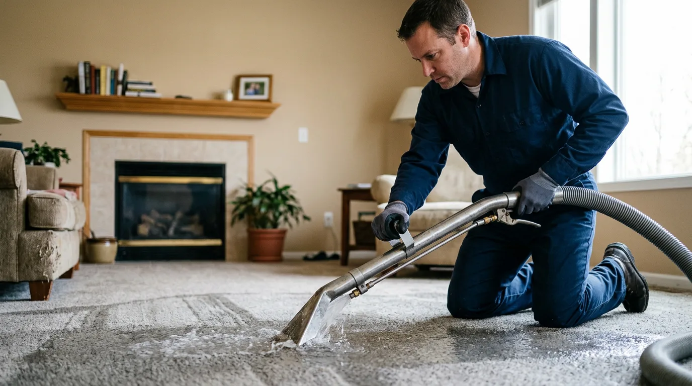 Water damage restoration technician working near Bunola, PA